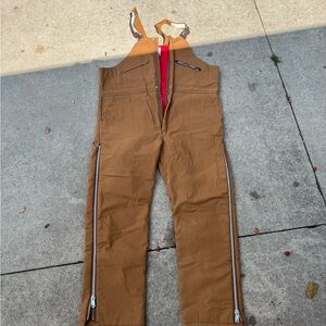 Men's Tan Work Overalls with Zipper Details